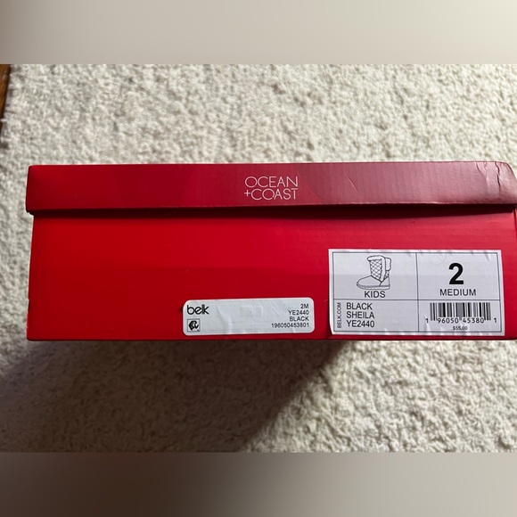 Girls Size 2 Ocean Coast Black Quilted Faux Fur Boots NIB - Picture 2 of 10